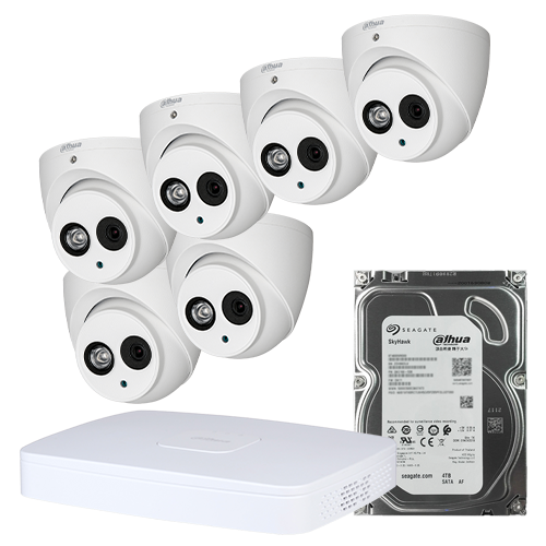 Kit PRO Videovigilancia completo con Videograbador 4ch + 6 cámaras 1080p con microfono + Disco duro 2TB
