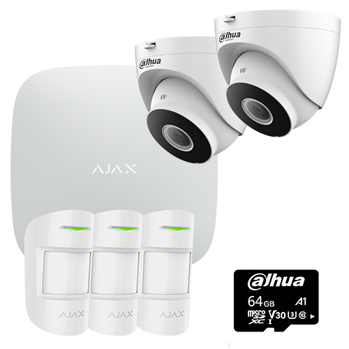Kit completo alarma inteligente PRO con supervisión instantenea + 2 cámaras IP Domo Wifi con audio + Tarjeta Micro SD